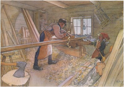 Uncle Johan in the farm workshop by Carl Larsson
